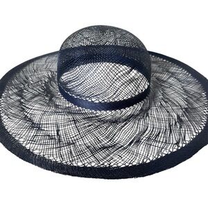 Macy’s Navy Blue Wide Brim Woven Straw Hat